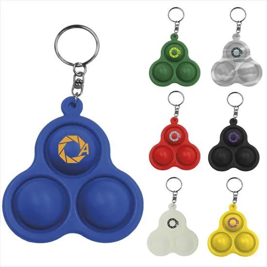 Pop Bubble Keychain Silicone Stress Relief 3 Bubbles - 3.54 in