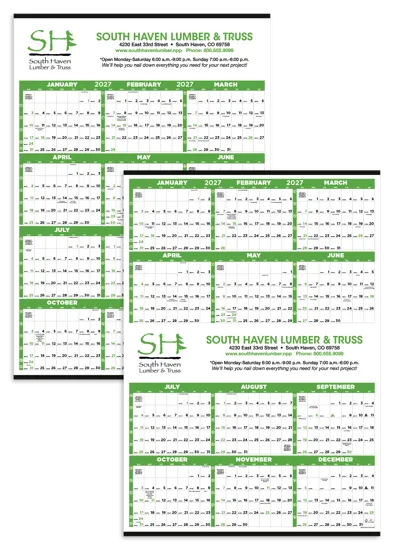Custom Span-A-Year Wall Calendar Full Year View - 38.5 x 27 in