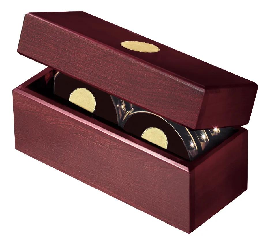 Cherry Wood Coaster Set Six Brass-Plated Chest - 8.75 x 3.75 in - product view 2