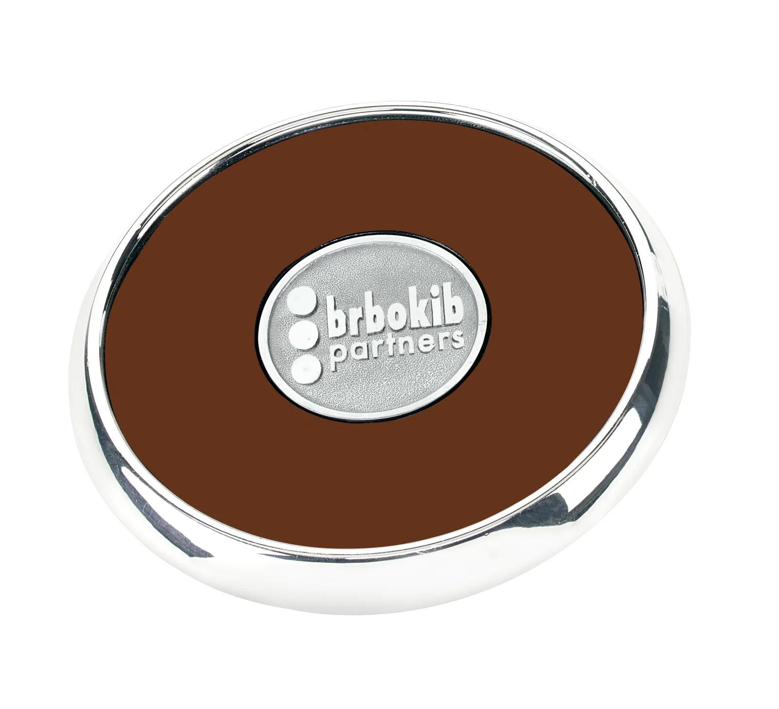 Round Zinc Coaster Leather Cork-Backed Single - 0.375 in - product view 3