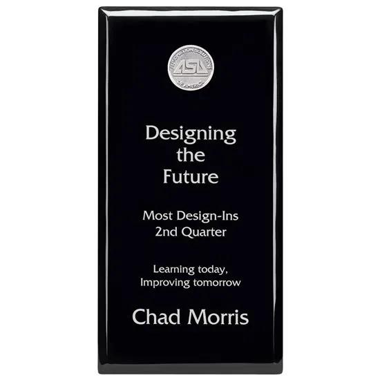 Black Piano Finish Award Plaque Stand - 12 x 6 in
