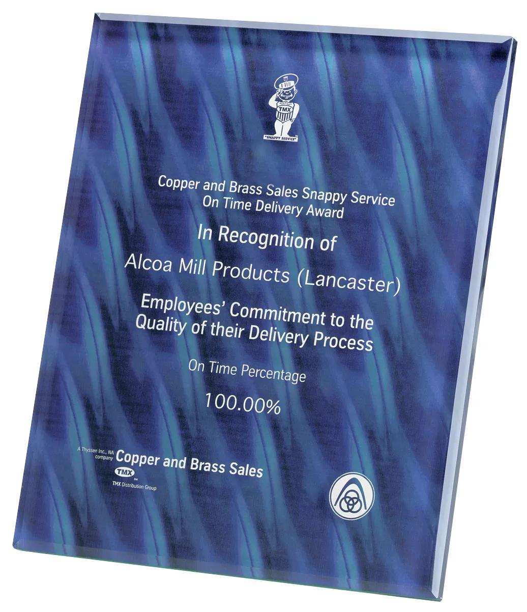 Jade Glass Award Plaque Laser Background - 10 x 8 in - product view 9