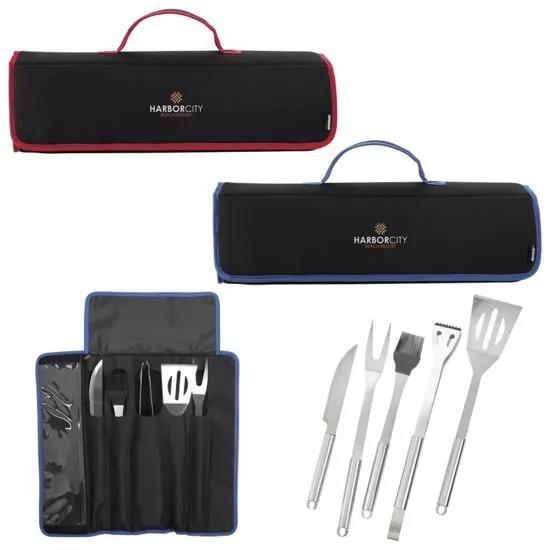 BBQ Tool Set 5-Piece Stainless Steel Neoprene Case