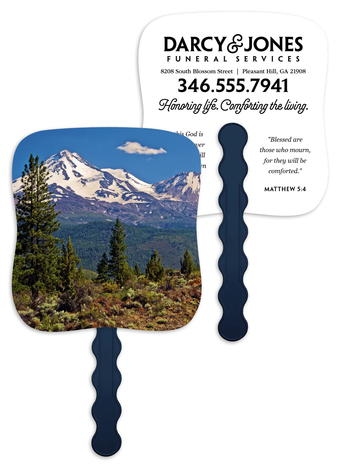 Mountain Hand Fan Peak Reflections Design - 7.75 x 7.5 in - product view 3