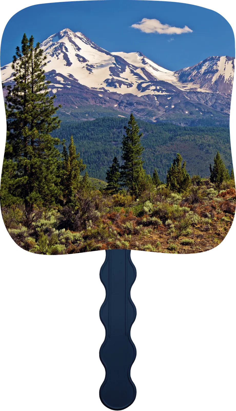Mountain Hand Fan Peak Reflections Design - 7.75 x 7.5 in - product view 4