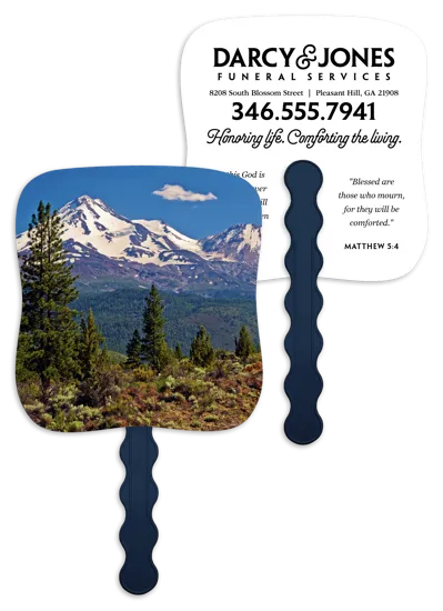 Mountain Hand Fan Peak Reflections Design - 7.75 x 7.5 in