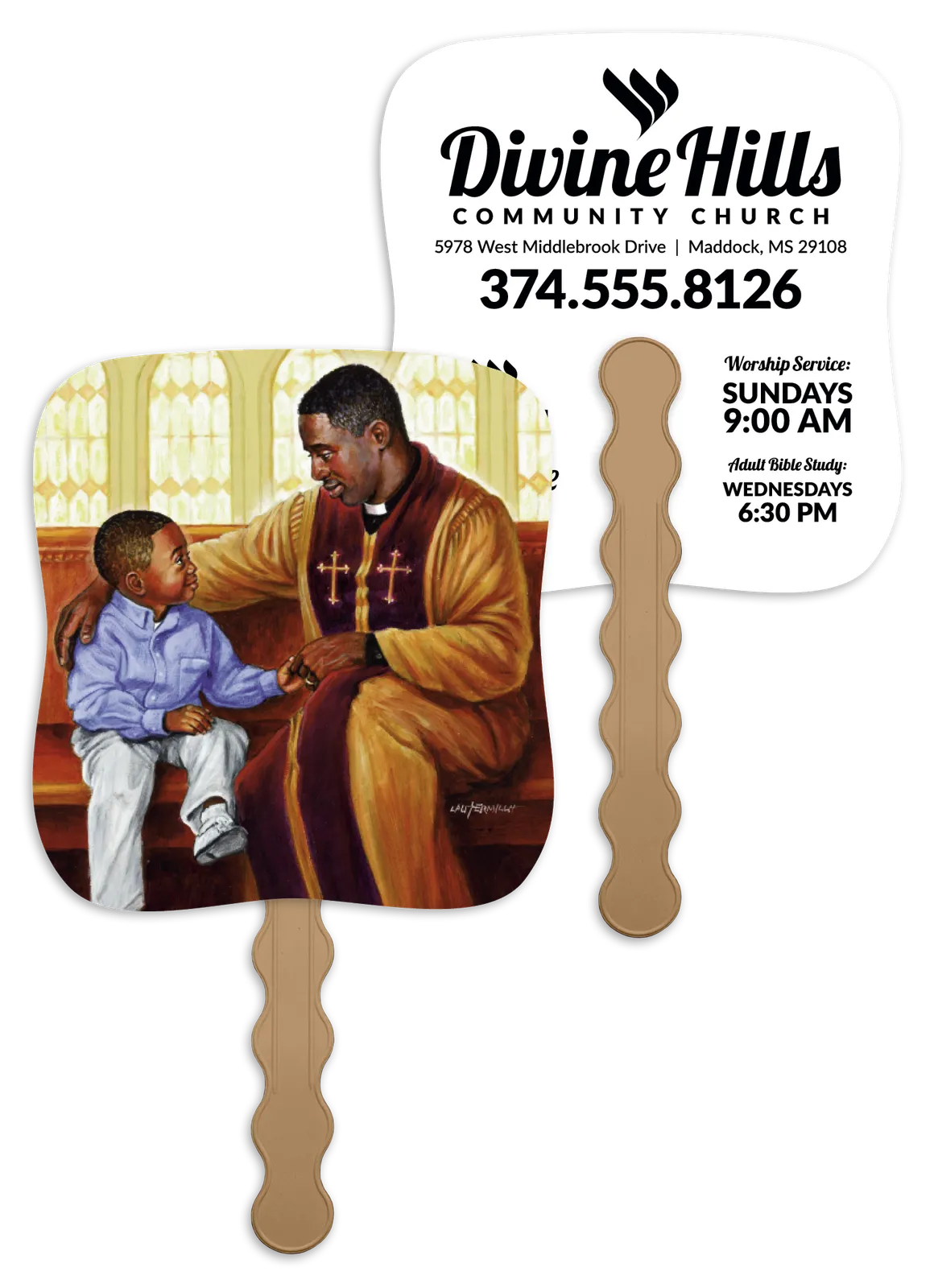 Spiritual Guidance Hand Fan Paper Custom - 7.75 x 7.5 in - product view 4