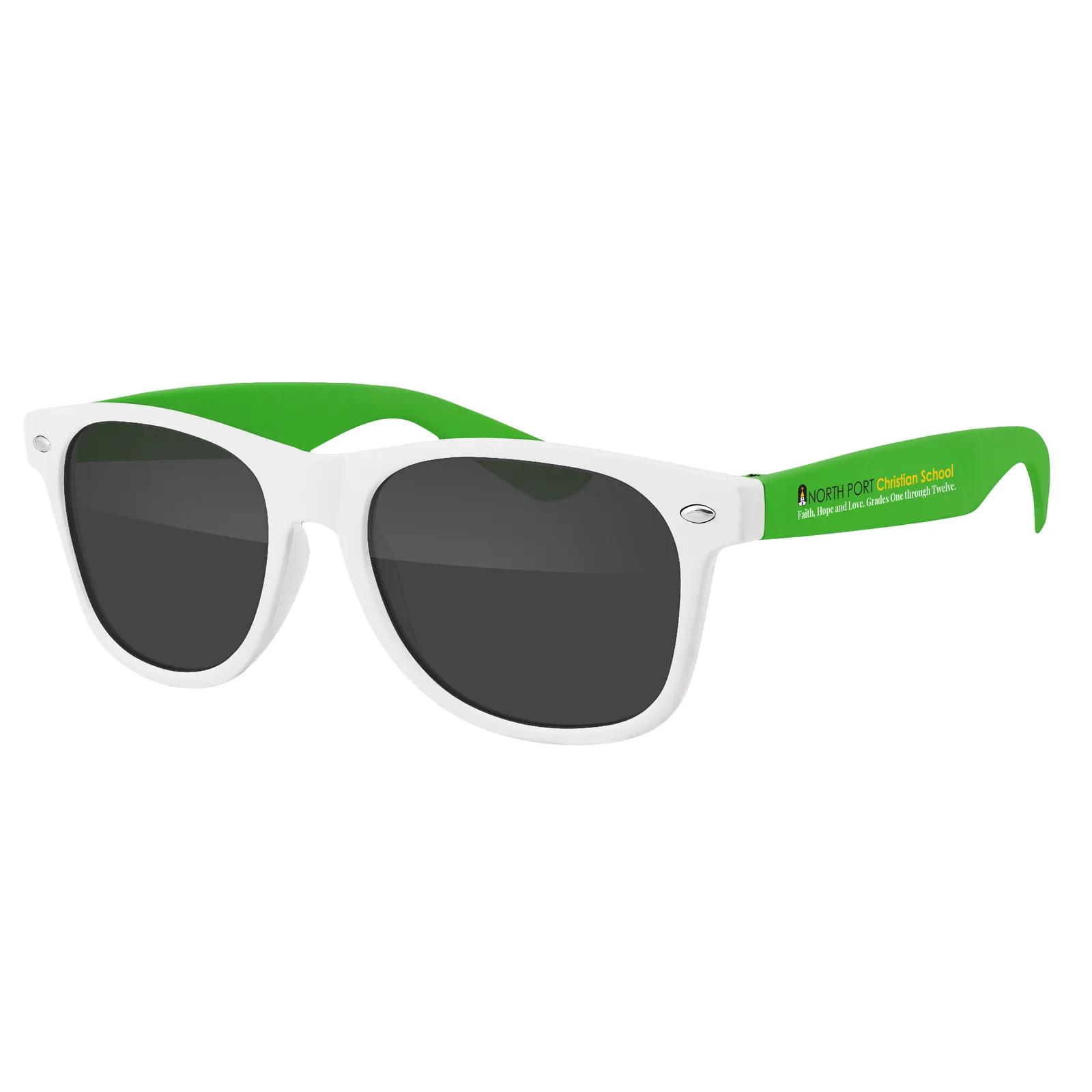 Two-Tone Retro Sunglasses White Frame UV400 - 5.75 x 6 in