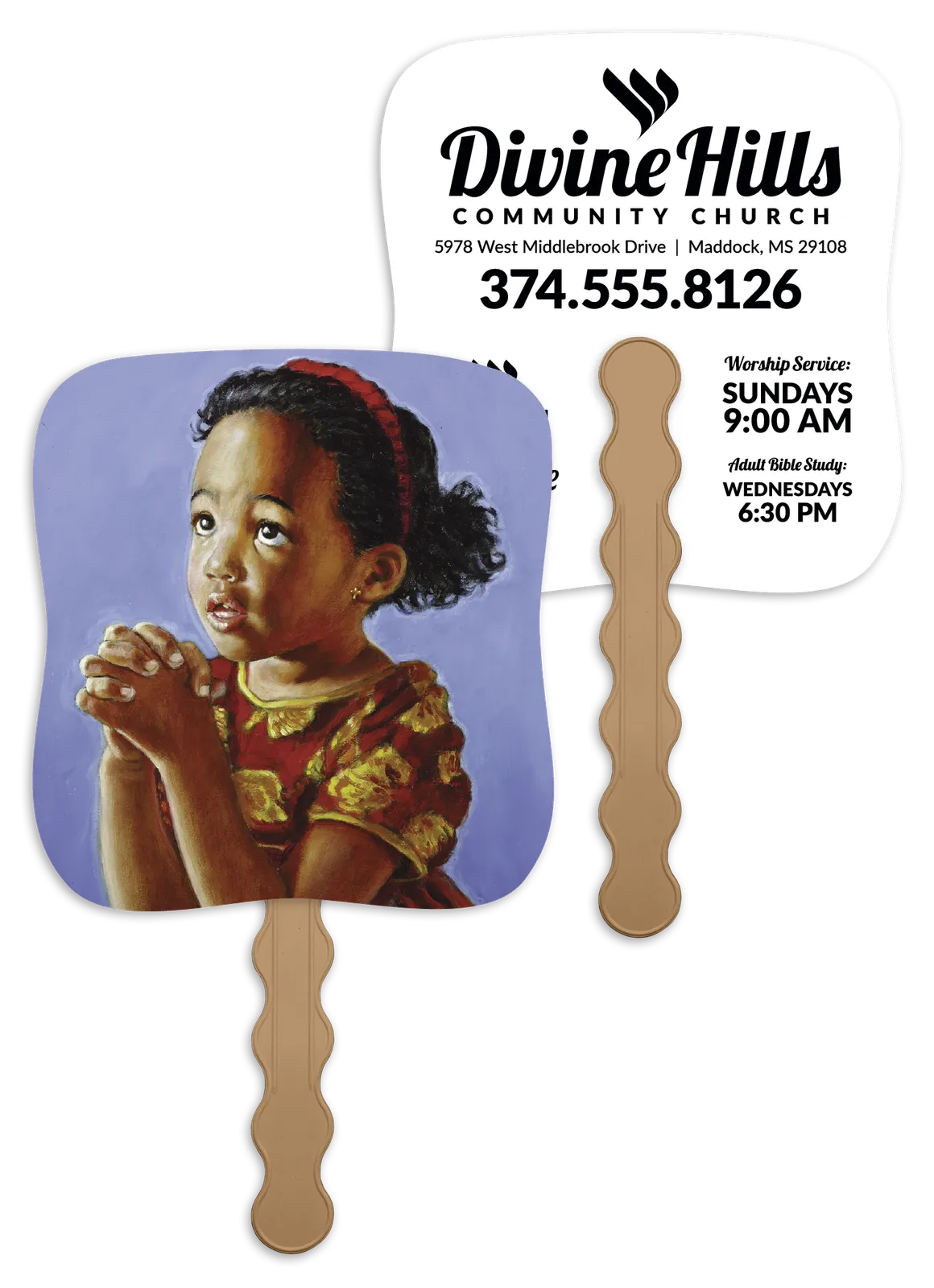 Heavenly Prayer Hand Fan Paper Custom - 7.75 x 7.5 in - product view 4