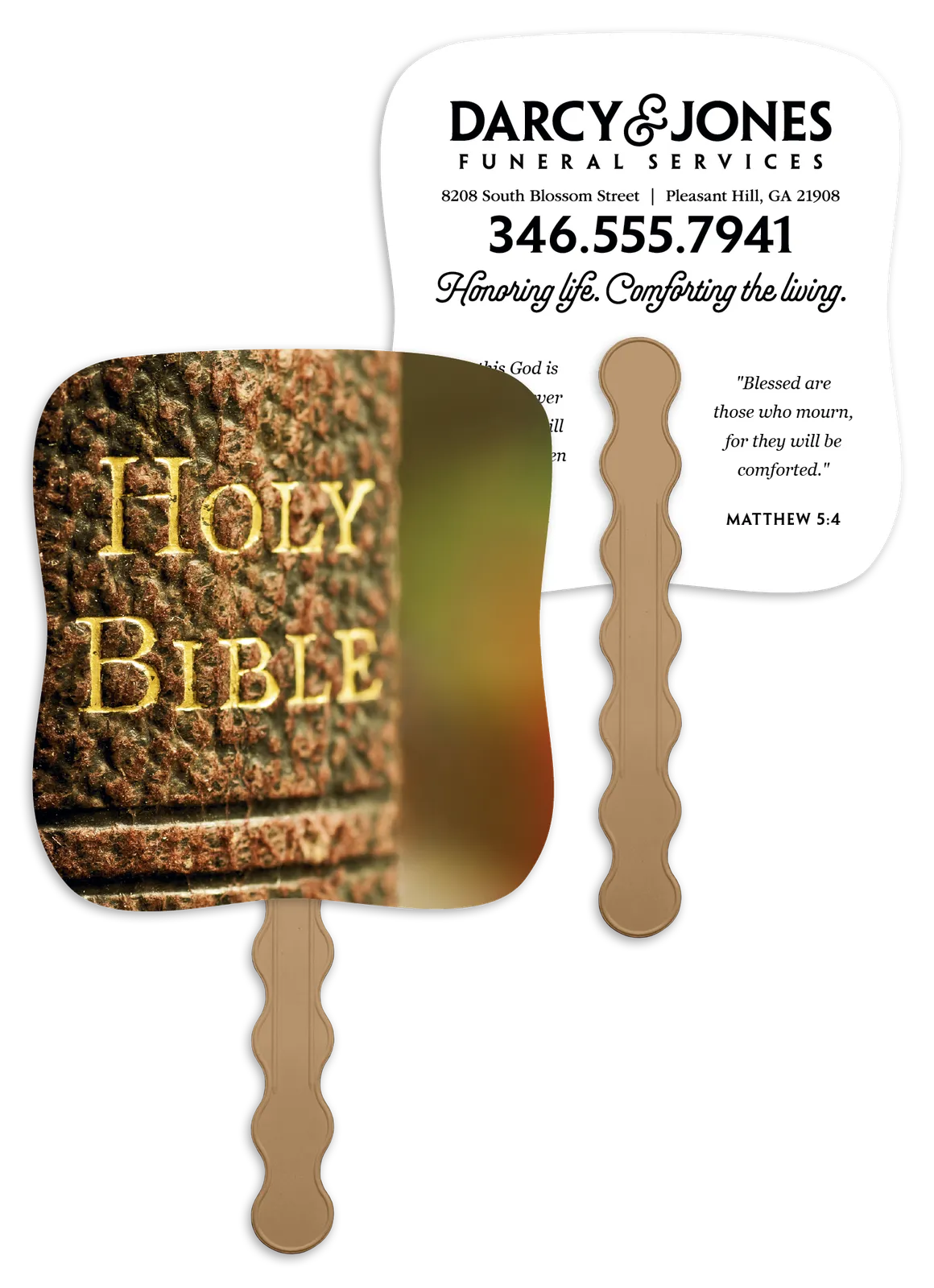 Holy Bible Hand Fan Paper Custom Imprint - 7.75 x 7.5 in - product view 3