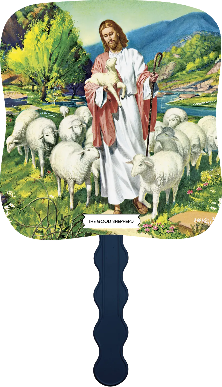 Good Shepherd Hand Fan Paper Custom Imprint - 7.75 x 7.5 in - product view 5
