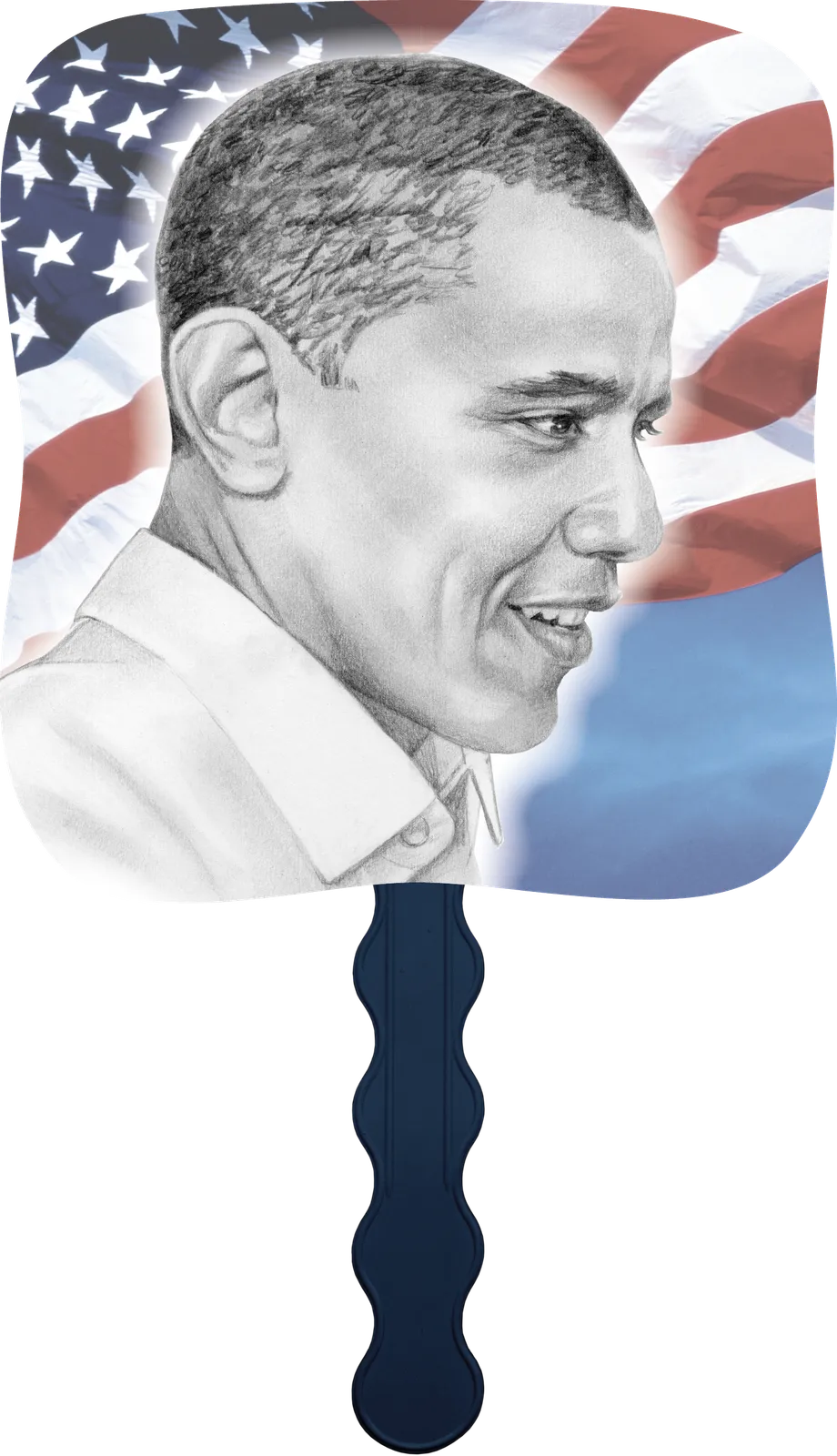 Barack Obama Hand Fan Paper Presidential Custom - 7.75 x 7.5 in - product view 5