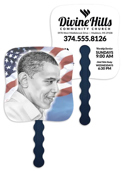 Barack Obama Hand Fan Paper Presidential Custom - 7.75 x 7.5 in