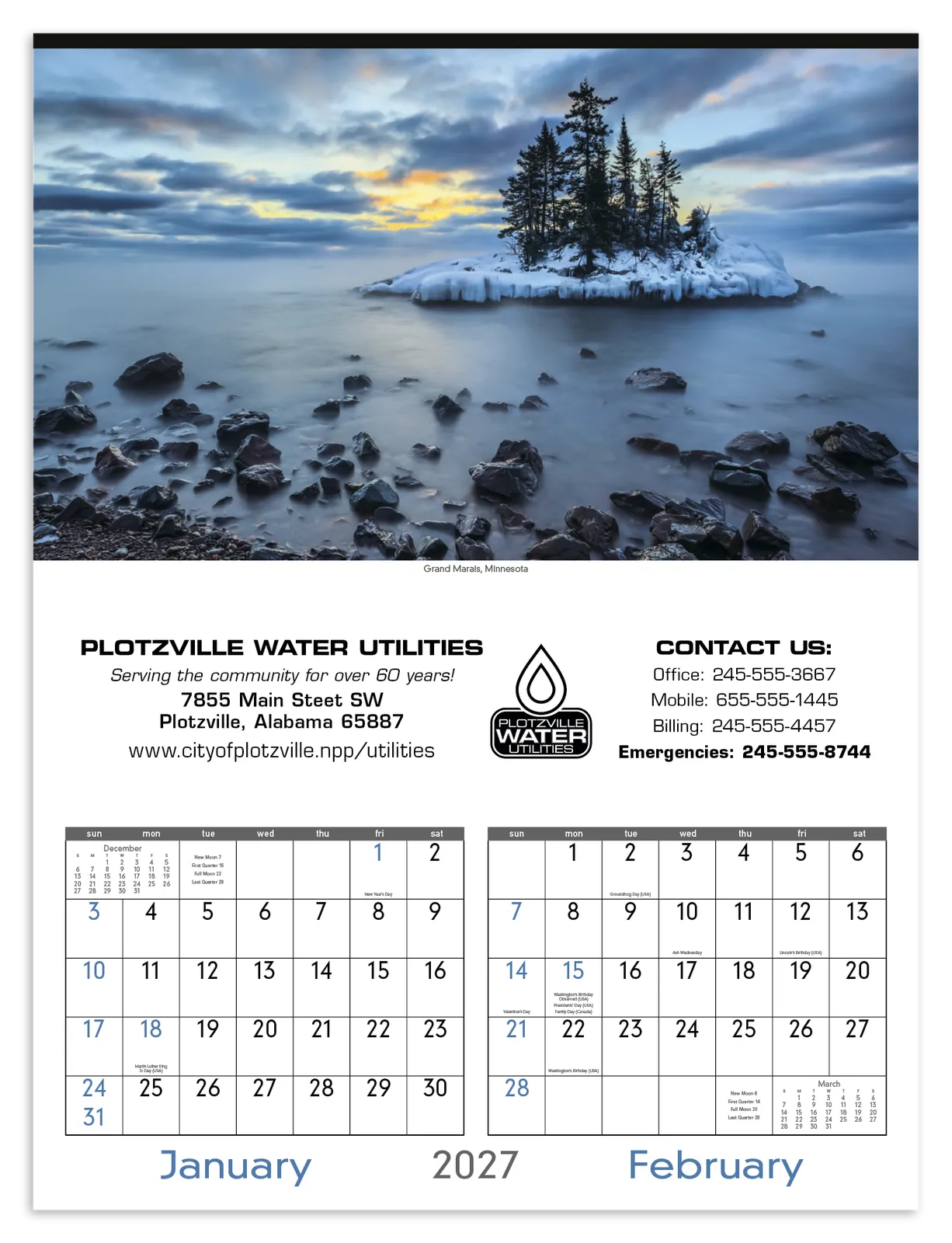 Scenes of America Wall Calendar Patriotic FSC Paper - 23 x 17 in - product view 2