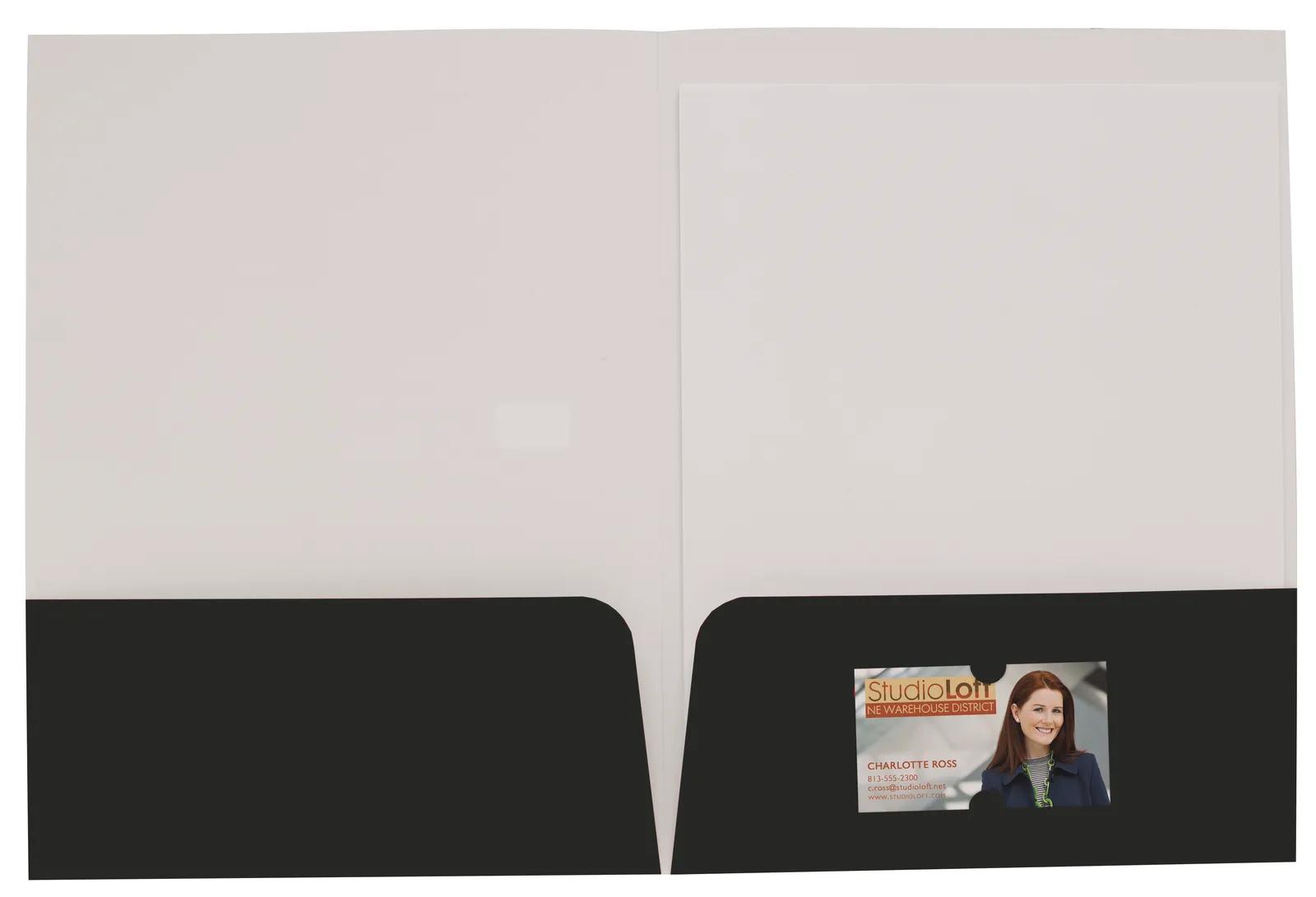 Gloss Paper Folder Business Card Slot - 12 x 9 in - product view 5