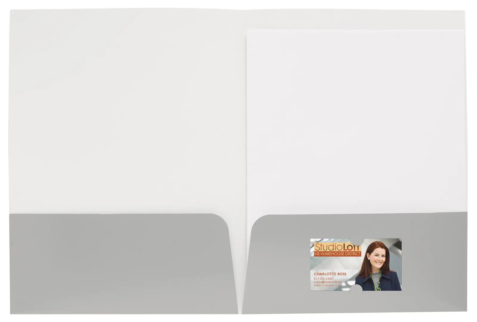 Gloss Paper Folder Business Card Slot - 12 x 9 in - product view 26