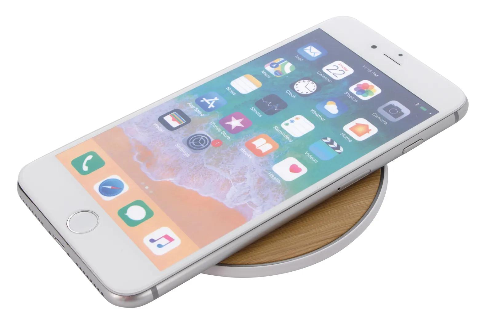 Wireless Charging Pad Bamboo Finish - 3.875 x 3.875 in - product view 2