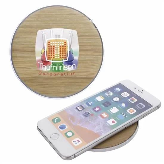 Wireless Charging Pad Bamboo Finish - 3.875 x 3.875 in