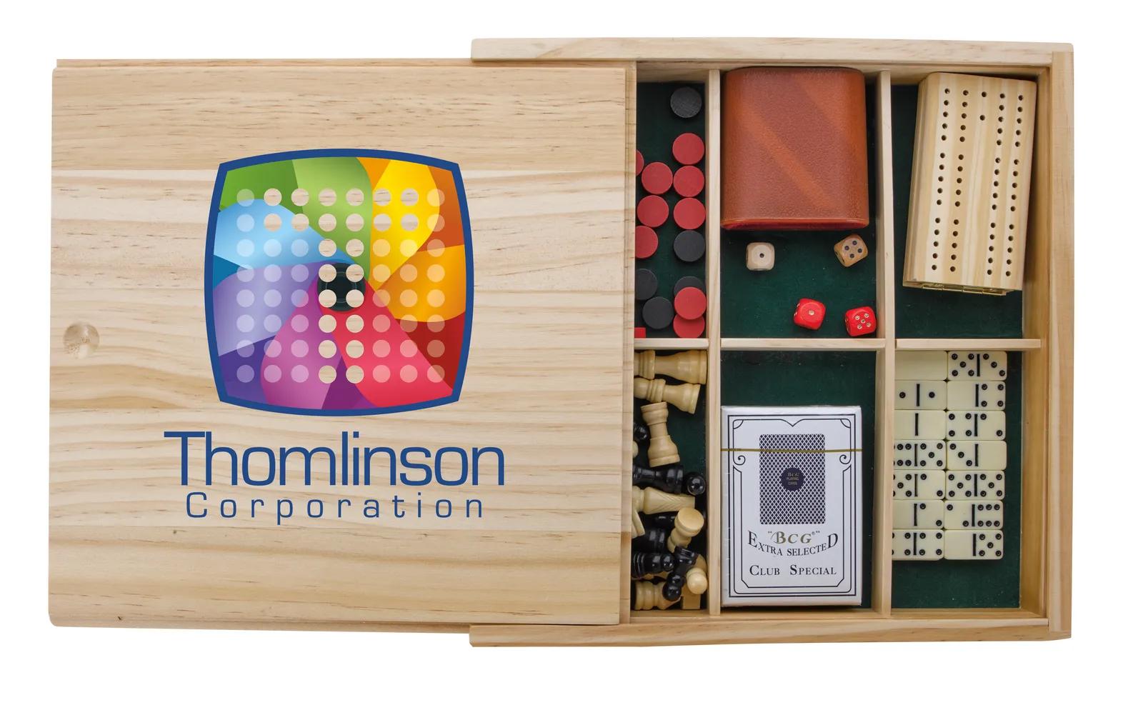 Pine Wood Game Set 6-in-1 Chess Checkers - 10.375 x 10.375 in - product view 3