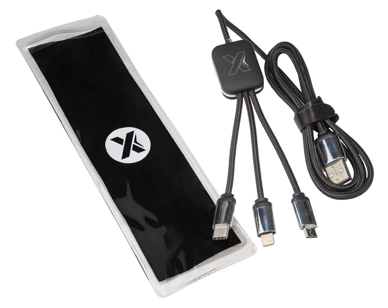Recycled Charging Cable 3-Device with Pouch - 39 in - product view 4