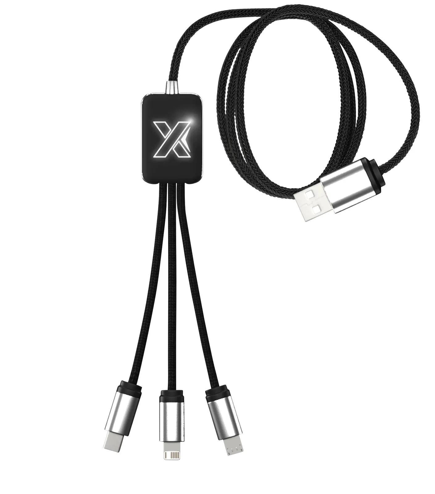 Recycled Charging Cable 3-Device with Pouch - 39 in - product view 6