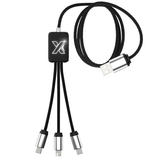 Recycled Charging Cable 3-Device with Pouch - 39 in