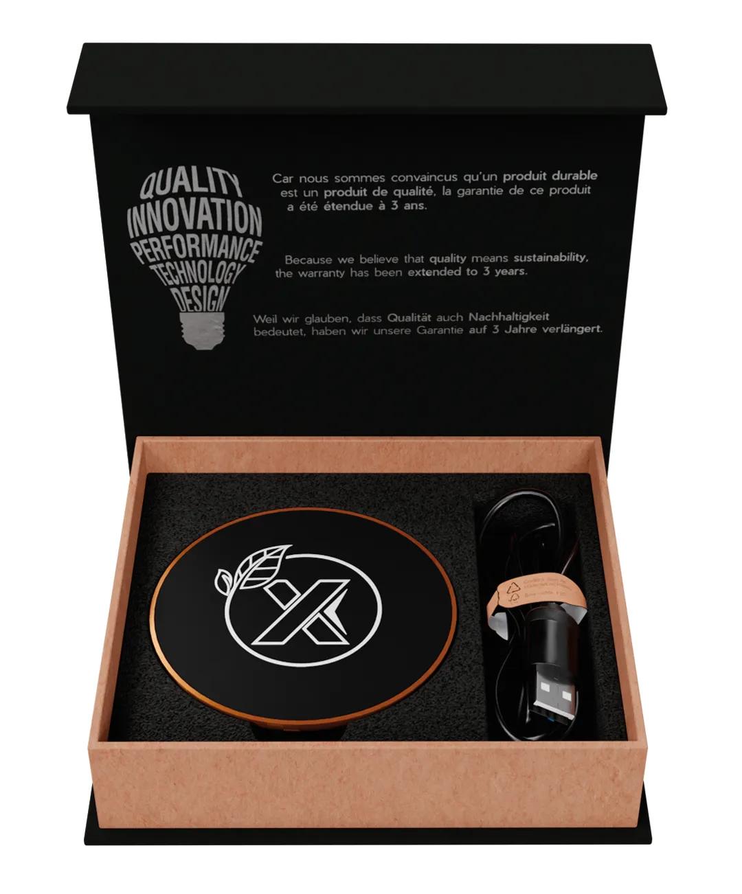 Maple Wood Wireless Charger 10W Illuminated Logo - product view 3