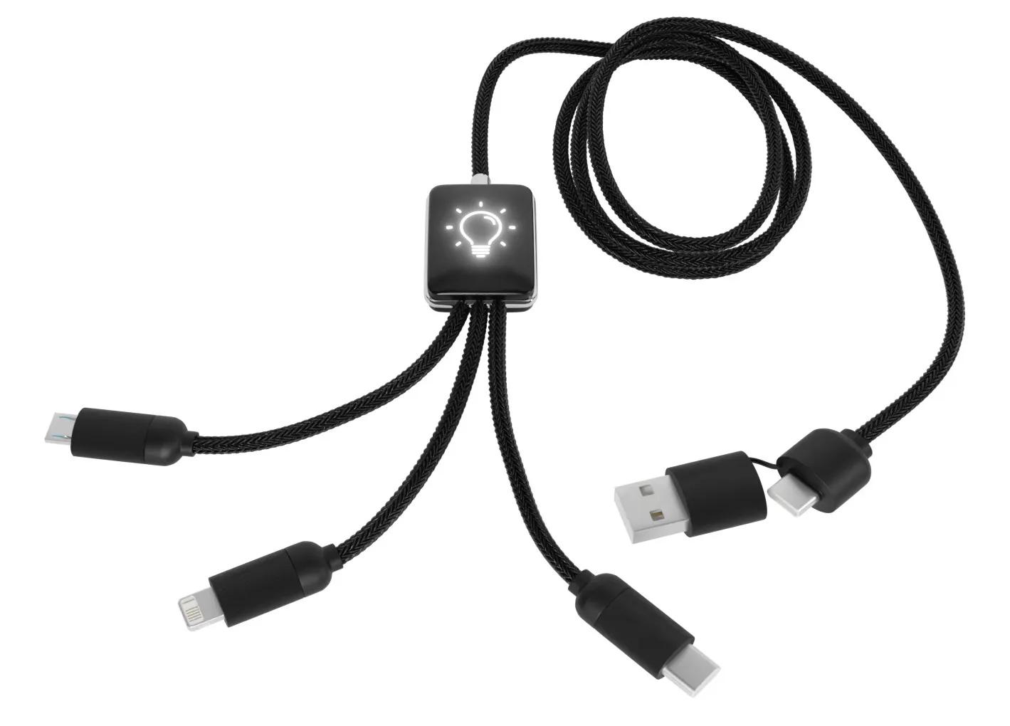Eco Charging Cable 5-in-1 RPET Illuminated Logo 2A - 39 in - product view 5