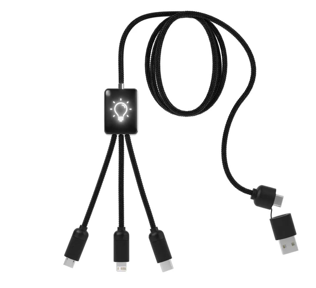 Eco Charging Cable 5-in-1 RPET Illuminated Logo 2A - 39 in - product view 9