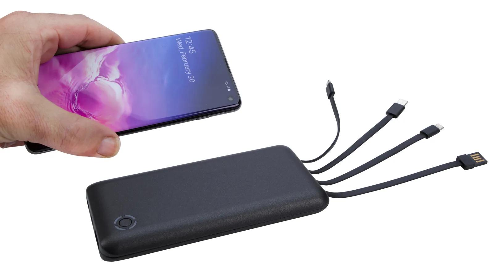 Wireless Power Bank Built-in Cables 10000 mAh Qi - 5.8 x 2.8 in - product view 7