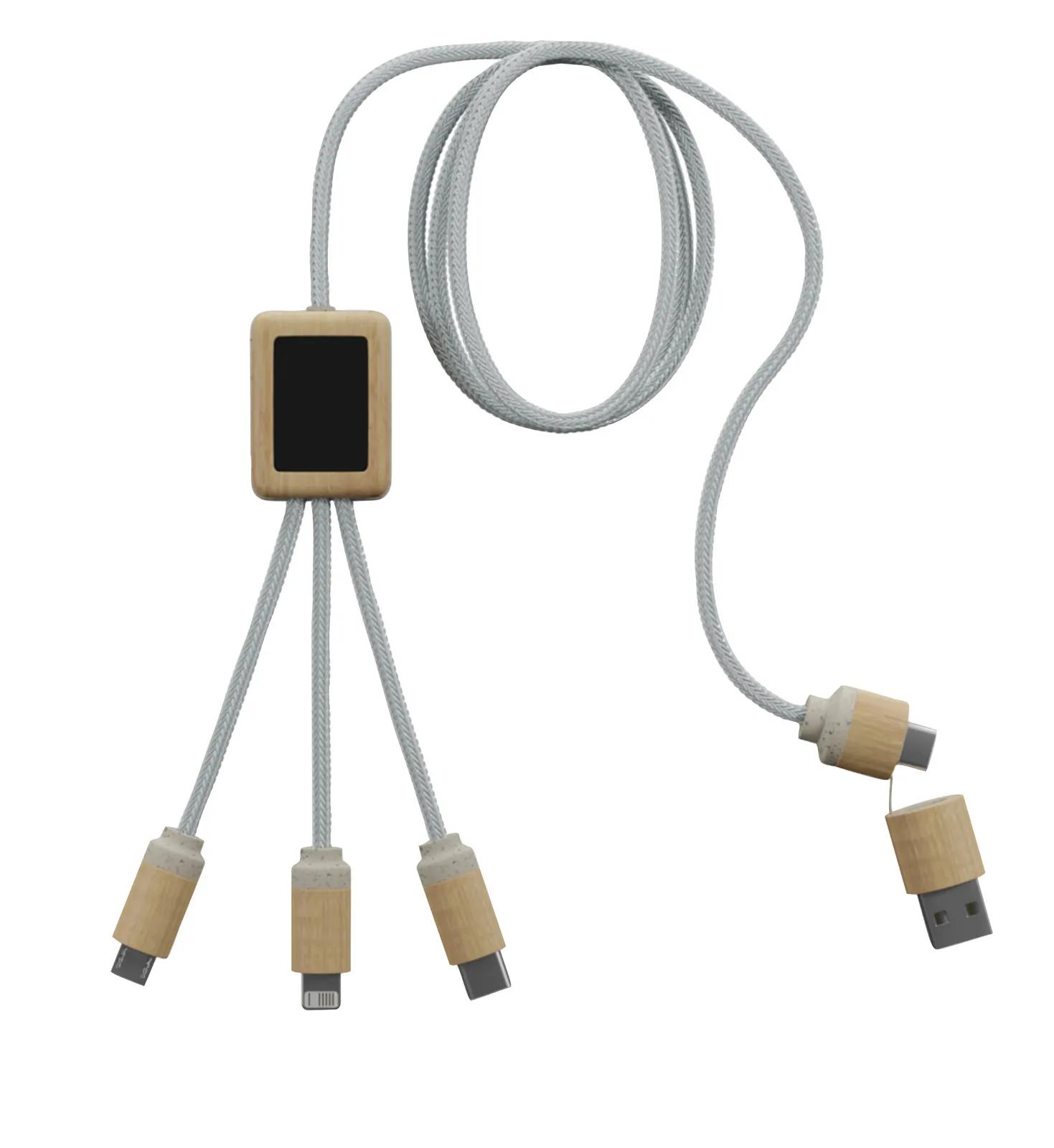 Bamboo Charging Cable 5-in-1 FSC Certified 2A - 39 in - product view 2