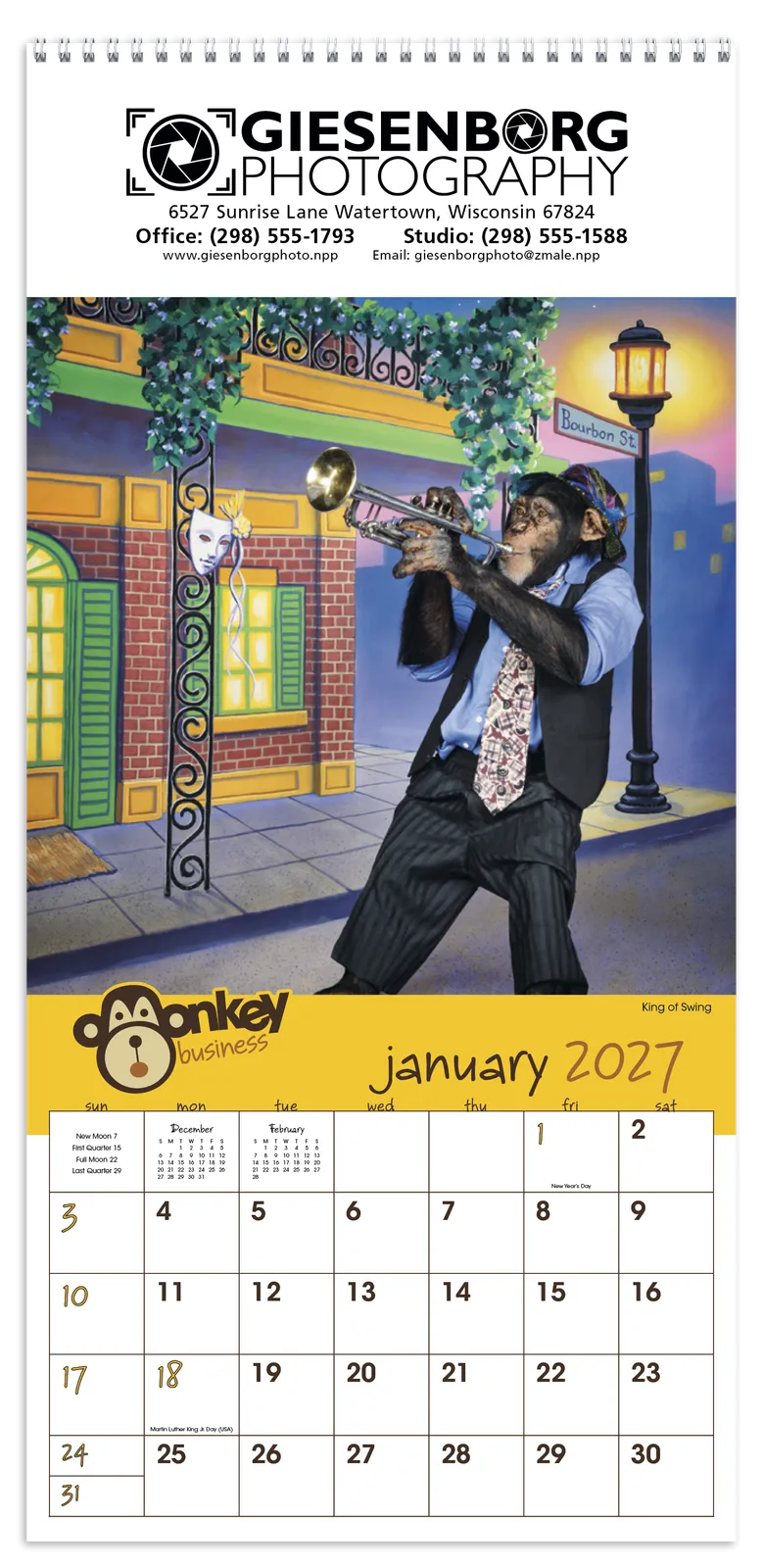 Monkey Business Wall Calendar FSC Paper - 19 x 9 in - product view 16