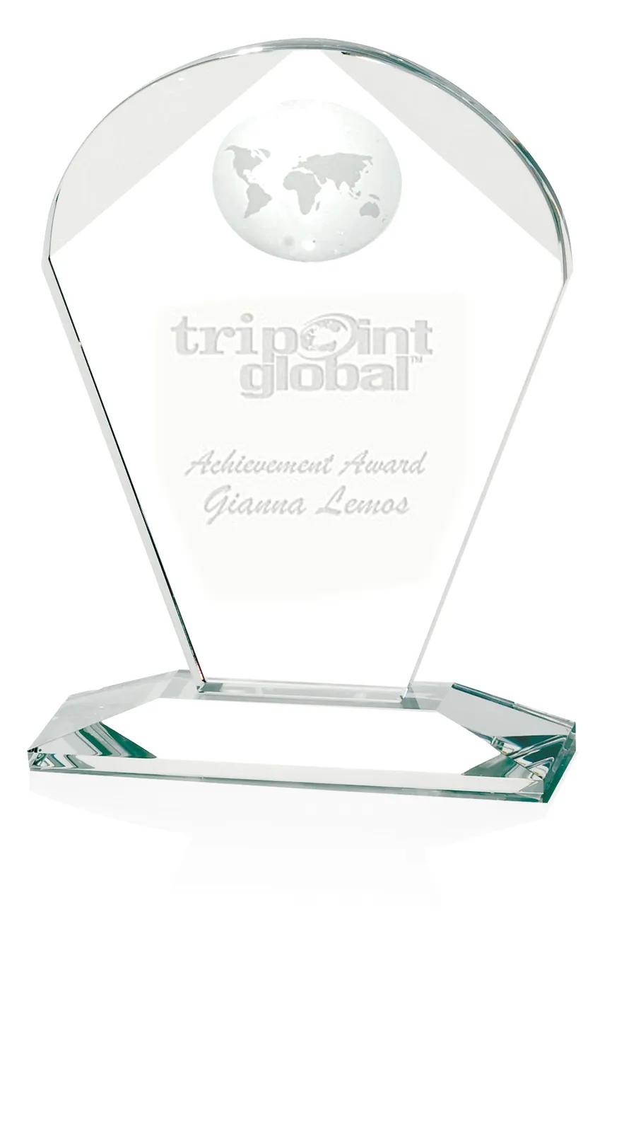 Geodesic Optical Crystal Award Globe Inset - 6.75 x 4.75 in - product view 2