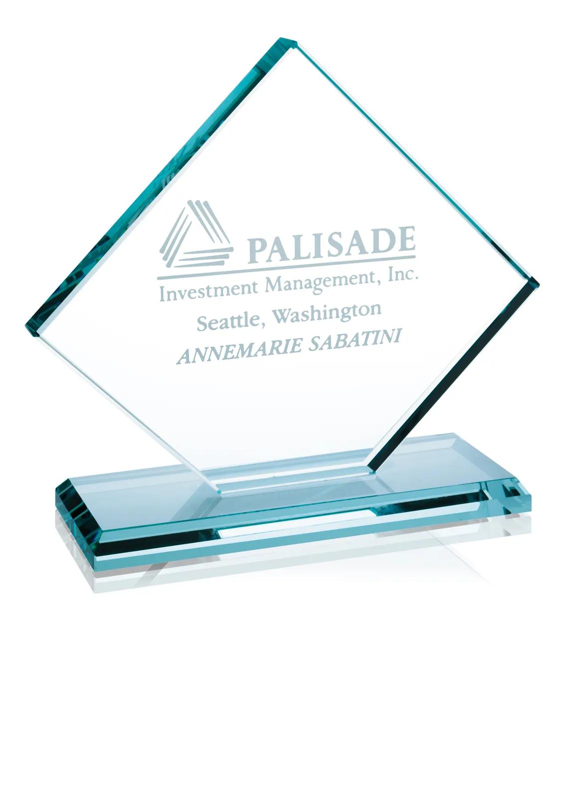 Diamond Jade Glass Award Desktop Display - 6.75 x 7 in - product view 3