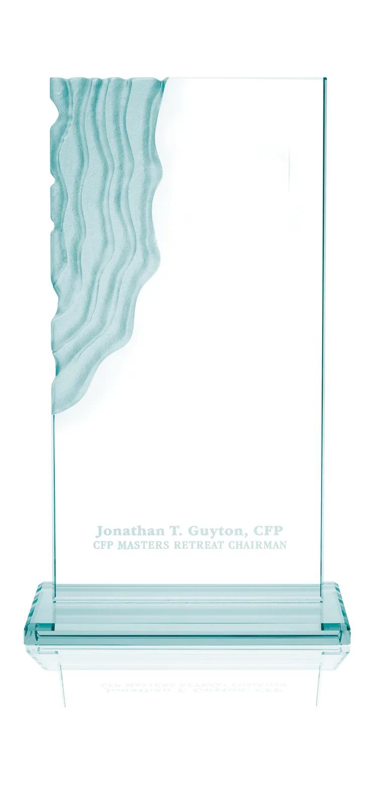 Waterfall Jade Glass Award Sculpted Design - 12.5 x 7 in - product view 2