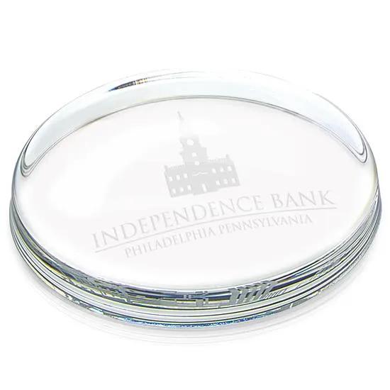 Glass Oval Paperweight Customer Gift Award - 2.75 x 4 in