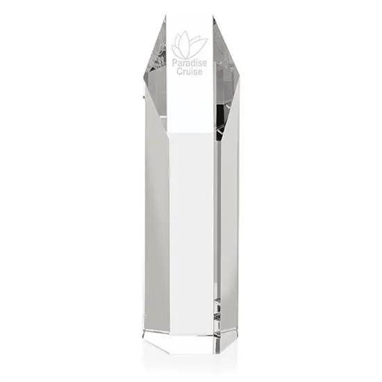 Optical Crystal Hexagonal Tower Award Faceted - 10 x 2.5 in