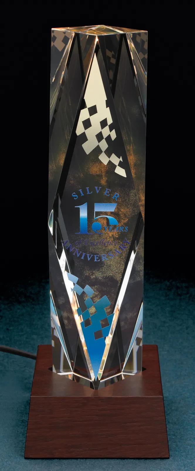 Optical Crystal Dramatis Award Faceted Diamond - 9.75 x 2.5 in - product view 4