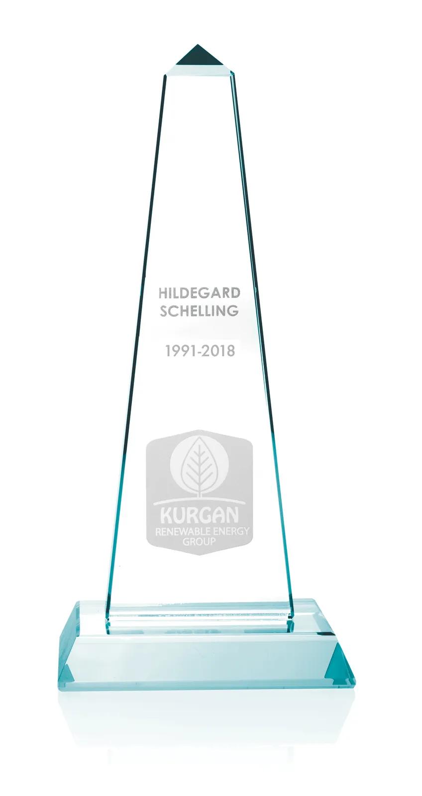 Jade Glass Mammoth Tower Award Large Recognition - 12.25 x 4.75 in - product view 3