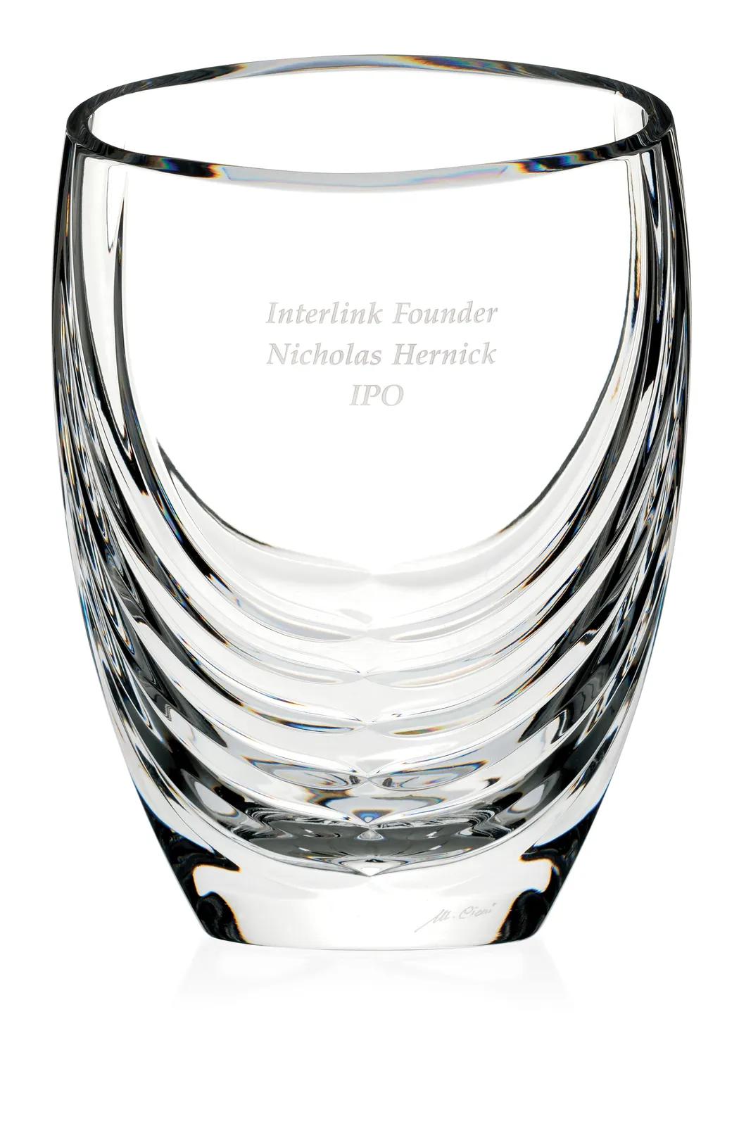 Lead Crystal Siena Vase Award Designer Signed - 10.125 x 7 in - product view 3