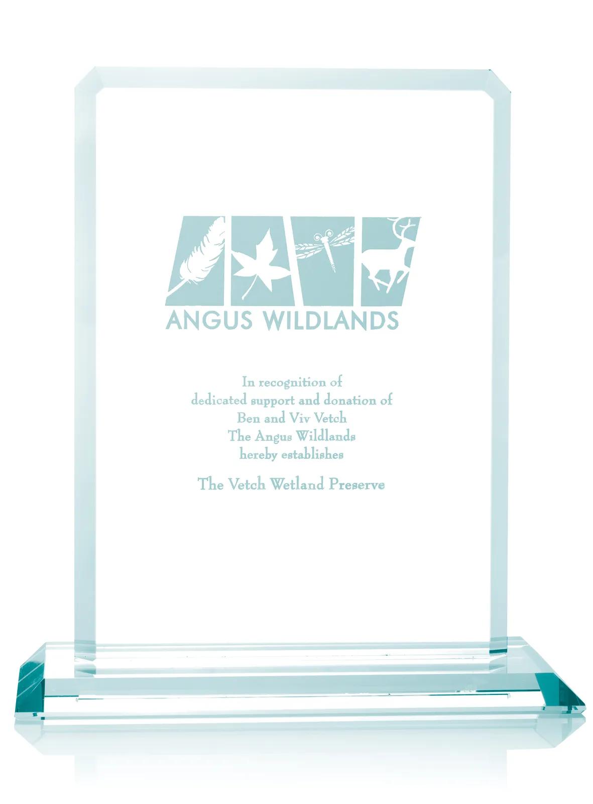 Jade Crystal Clipped Award Beveled Edges USA - 8.75 x 7.5 in - product view 3