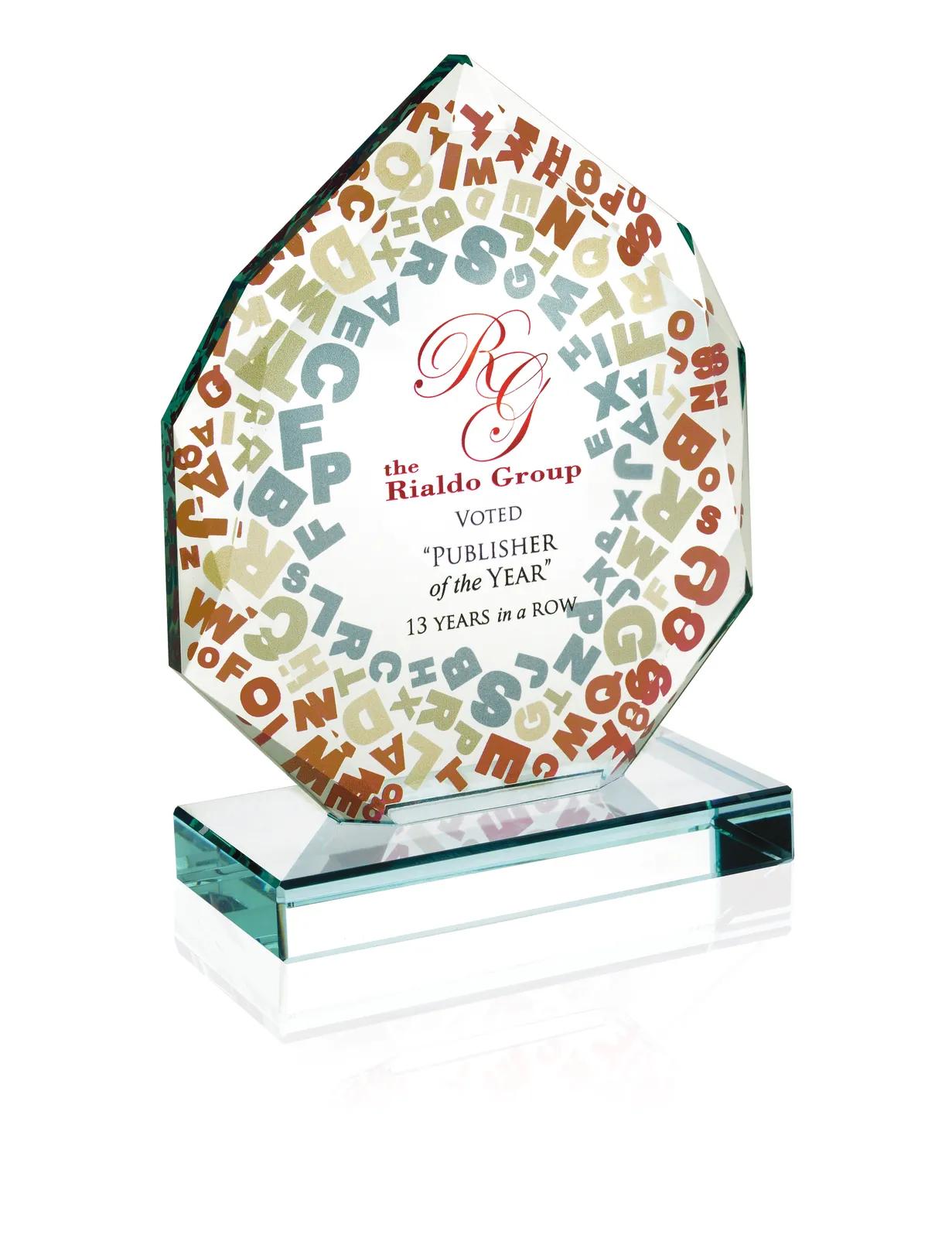 Jade Glass Award Faceted Eclipse Design - 5.75 x 4.375 in - product view 3