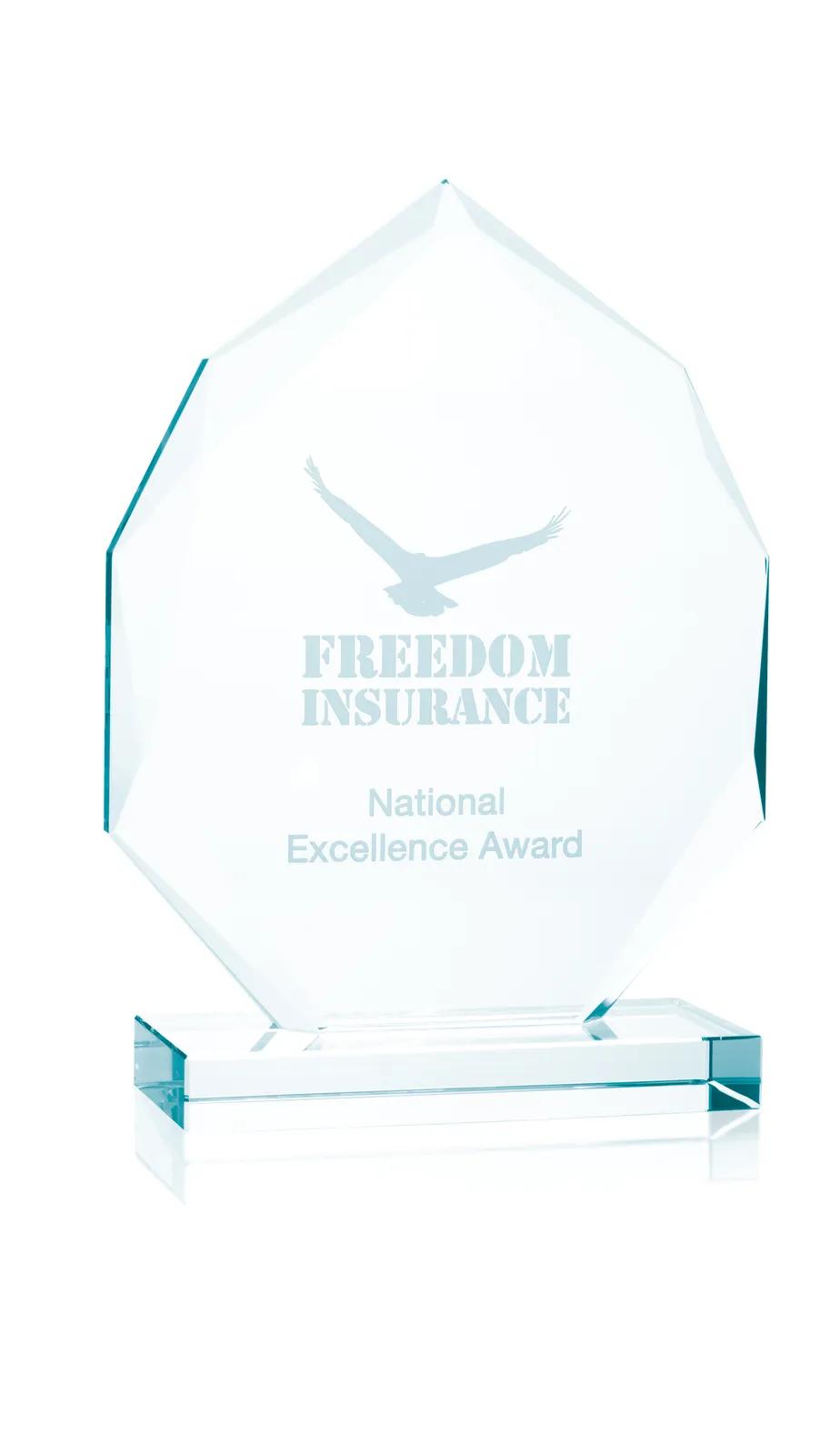 Jade Glass Award Faceted Eclipse Design - 5.75 x 4.375 in - product view 4