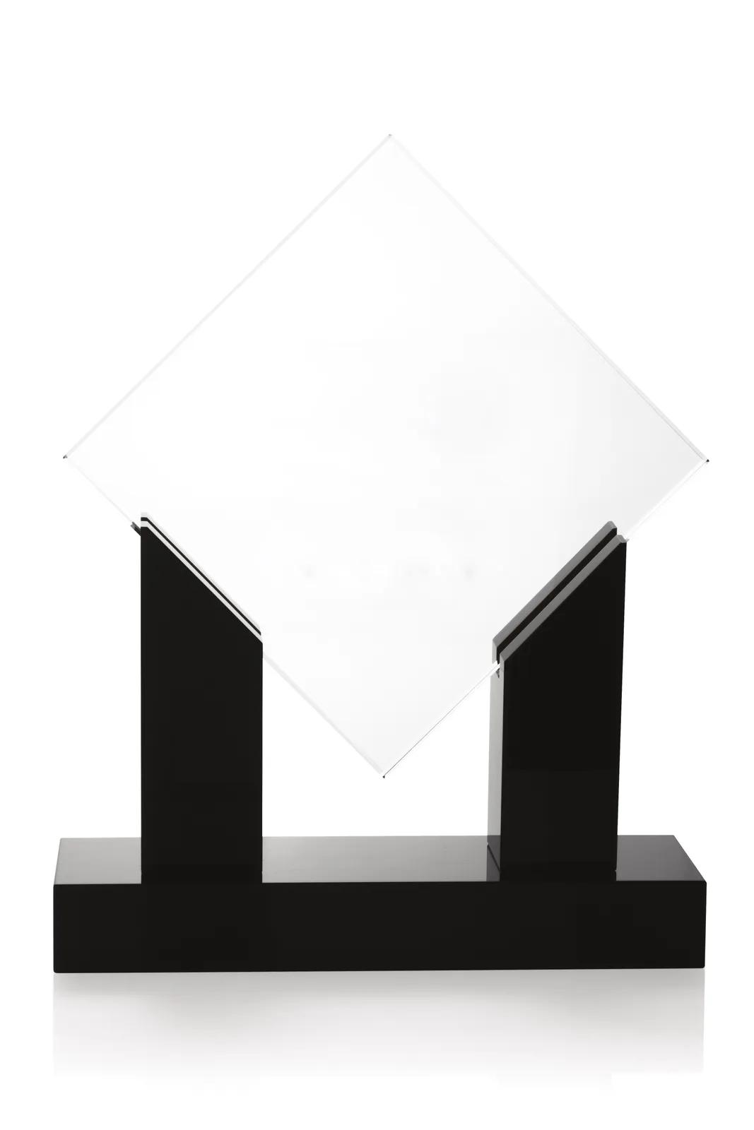 Jade Glass Award Diamond Shape Black Base - 10.5 x 8.5 in - product view 2