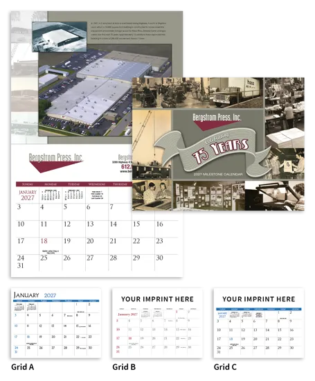 Custom Wall Calendar Stapled FSC Paper - 16.75 x 10.875 in