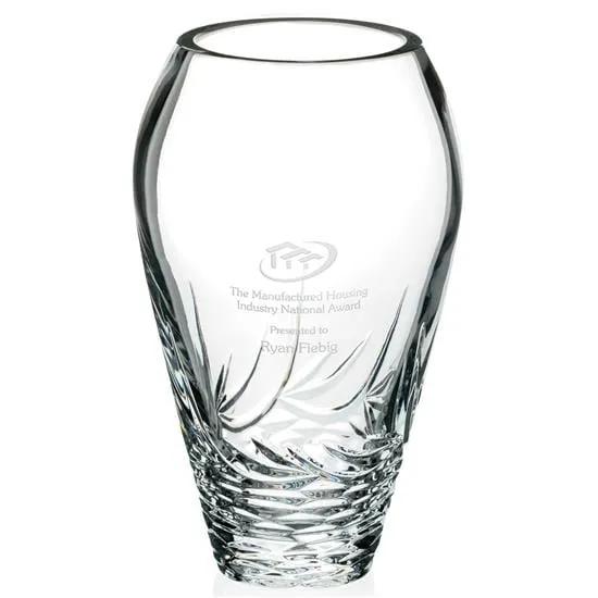 Crystal Vase Whisper Cut Lead Crystal - 9 x 5.5 x 5.5 in
