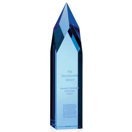 Crystal Award Ice Pillar Blue Optical - 11 x 2.375 in