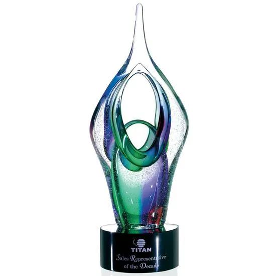 Art Glass Award Kara Design Black Base - 11.25 x 5 x 2.5 in