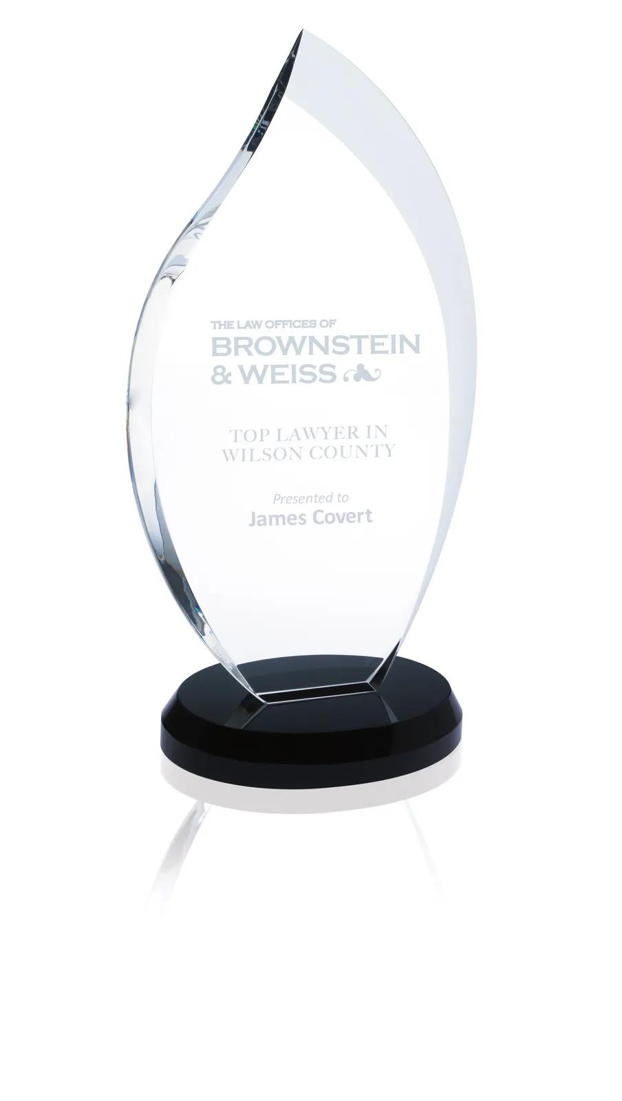 Crystal Award Innovation Flame Shape Optical - 10.75 x 5.5 in - product view 4