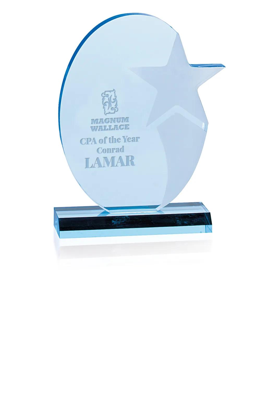 Acrylic Award Stellar Oval Etched Star - 8.5 x 6 x 2 in - product view 5